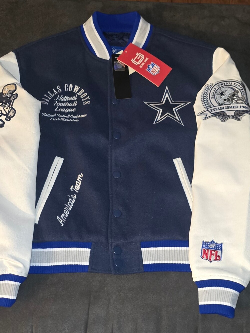 NFL Dallas Cowboys Navy & White Size XS Letterman Jacket